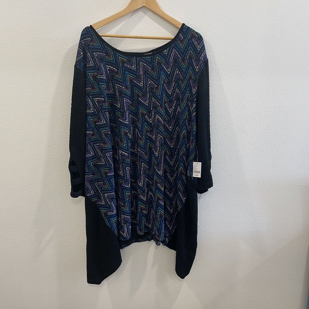 Catherines Blouse Womens 5X Multi Colored 3/4 Sleeve Polyester NWT